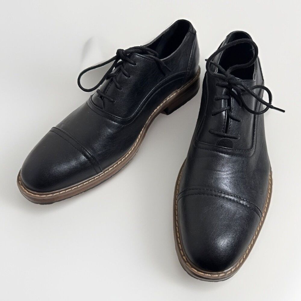 Perry Ellis Portfolio Oxford Shoes Mens 11M Black Leather & Rubber Sole Business